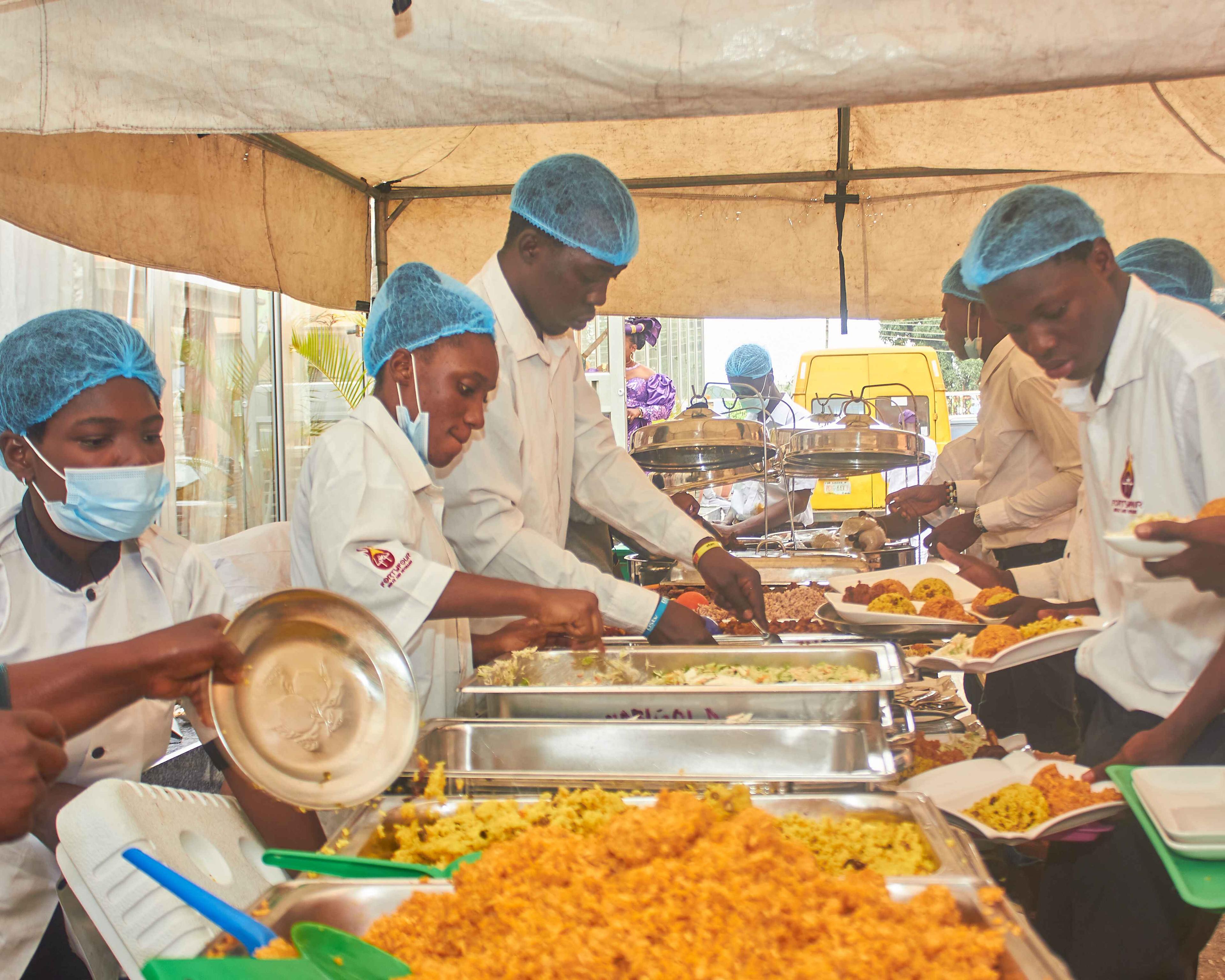 food is being served